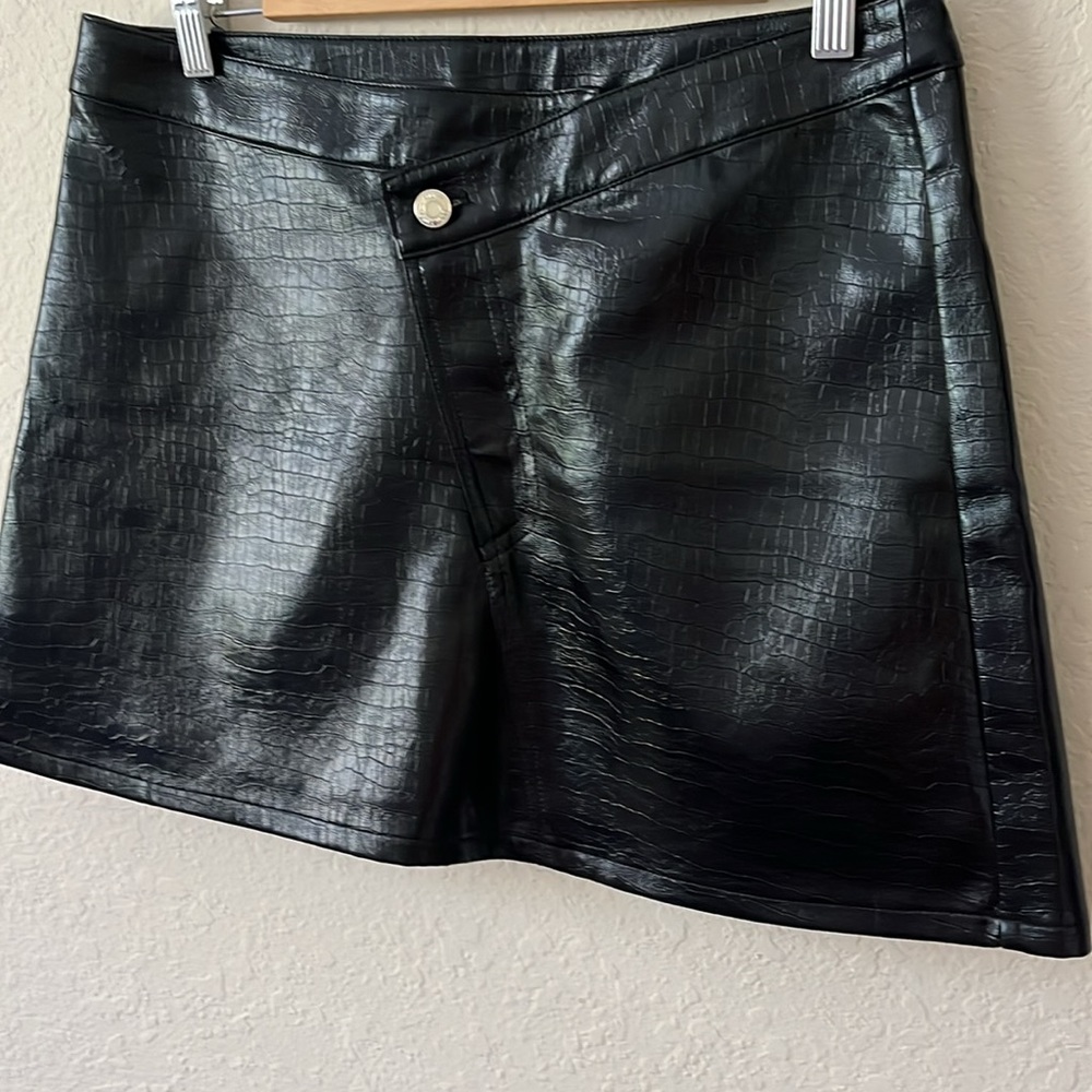 Torn by Ronny Kobo Skirt Donnie Asymmetrical Mini Faux Leather L